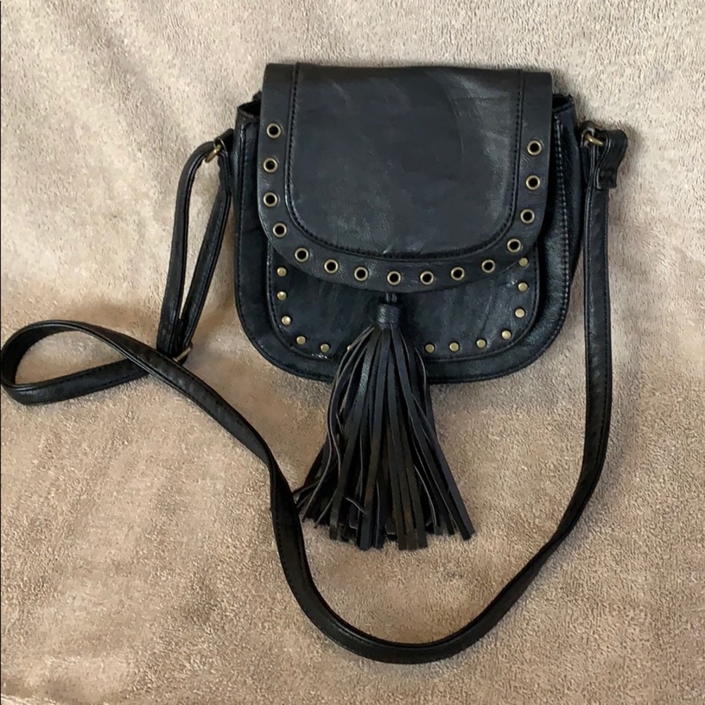 Small black leather purse